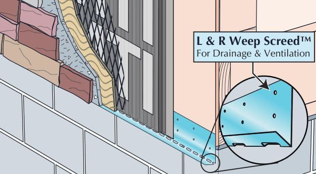 MTI L & R Weep Screed 4' Long (80 Linear Feet/Tube)