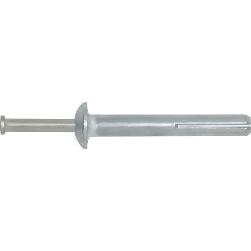 Zamac Nailin® mushroom head masonry nail anchor with stainless steel drive nail for concrete and brick installation