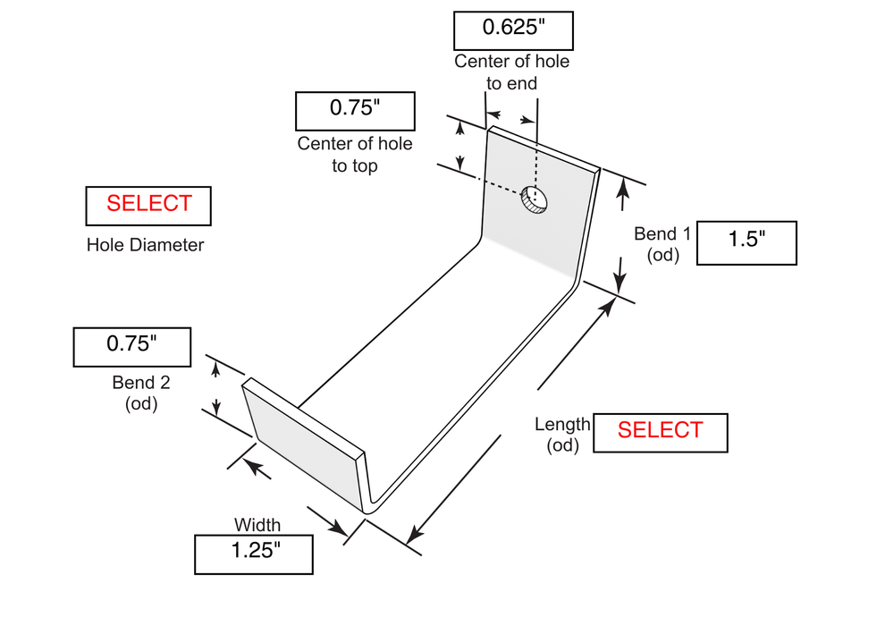 U Stone Anchor – 1-1/4" Wide, 1/8" Thick, Type 304 Stainless Steel