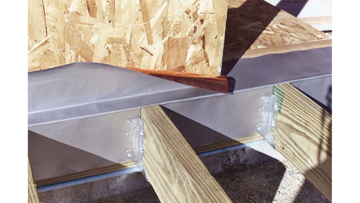 YorkShield 106 PT Copper Flashing installed in masonry walls to direct water away from the wall and protect the structure from moisture