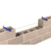 Bon Tool heavy duty adjustable line stretchers in use on masonry block wall maintaining tight mason line for straight courses