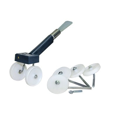 Adjustable backing rod installer with wheel sets and installation spoon for fast and accurate joint preparation