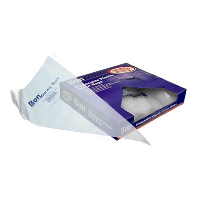 Disposable plastic grout bags for applying mortar and grout with cut-to-size tip openings
