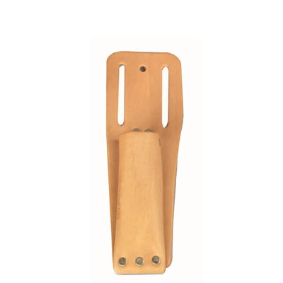 Leather tool holder with belt slot and riveted bottom for carrying masonry tools