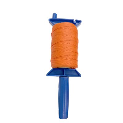 Reload Reel mason line neon orange 500 ft #18 braided nylon line reel with thumb brake for masonry layout
