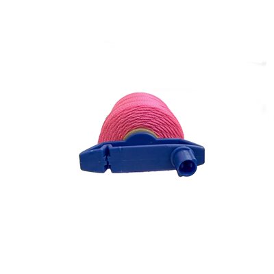 Neon pink mason line reel 500 ft braided nylon #18 with thumb brake and auto winder for alignment work