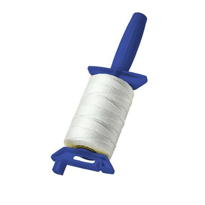 White mason line reel 500 ft braided nylon #18 with thumb brake and auto winder for construction layout