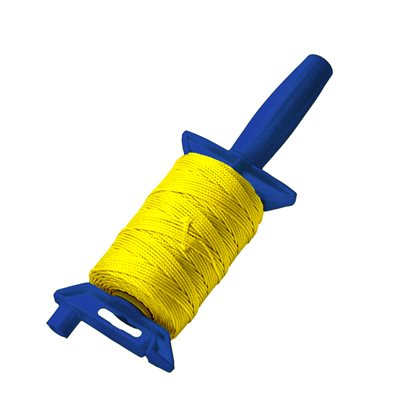 Yellow mason line reel 500 ft braided nylon #18 with auto winder for brick and block alignment