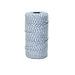 Blue and white mason line used for straight course alignment in brick and block installation