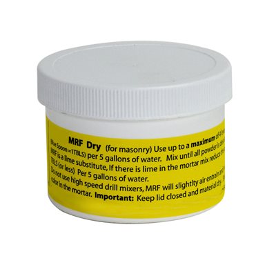 Dry mortar additive for reducing water penetration and improving freeze thaw resistance in masonry mixes 8 oz container