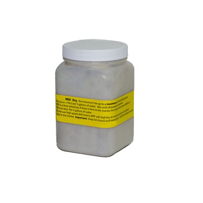 Dry mortar additive for reducing water penetration and improving freeze thaw resistance in masonry mixes 32 oz container