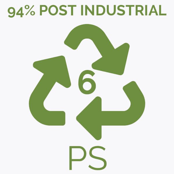 94% Post-Industrial logo indicating product is made with recycled post-industrial materials