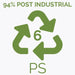 94% Post-Industrial logo indicating product is made with recycled post-industrial materials