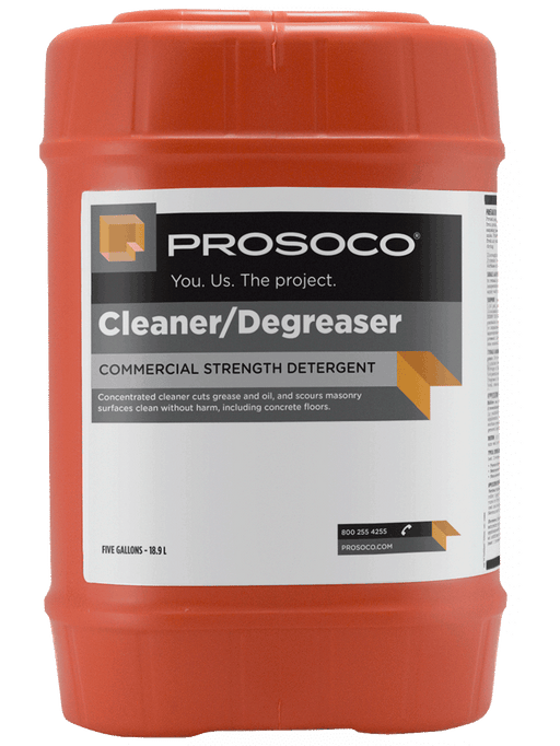 PROSOCO Cleaner Degreaser concrete cleaner in 5 gallon container for removing oil grease and tire marks