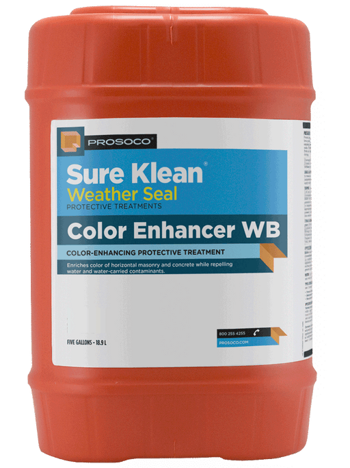 Orange container of Sure Klean Weather Seal Color Enhancer WB on a gray background