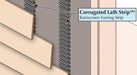 MTI Corrugated Lath Strip for stucco and brick veneer walls, providing support and proper airflow in cavity wall systems