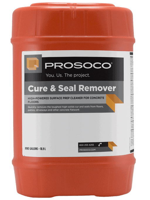 PROSOCO Cure and Seal Remover concrete stripper in 5 gallon container for removing coatings before surface prep