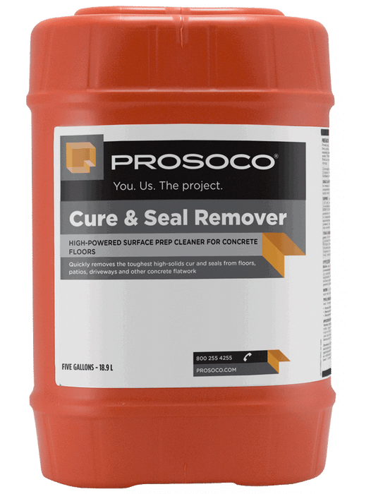 PROSOCO Cure and Seal Remover concrete stripper in 5 gallon container for removing coatings before surface prep