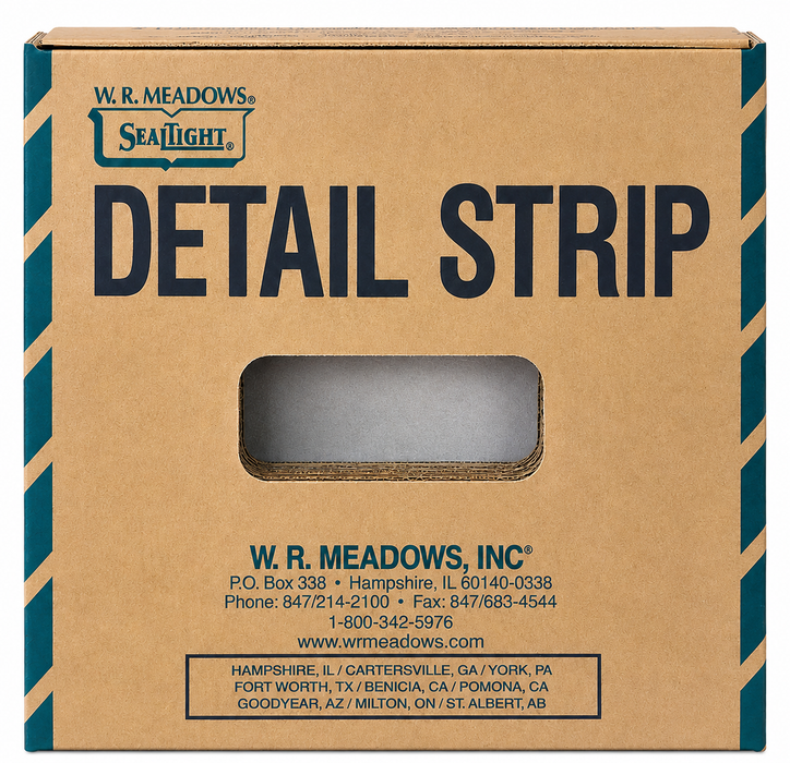 Cardboard box with 'W. R. Meadows' branding and product name 'Detail Strip'.