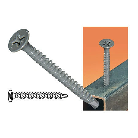 1-5/8 inch steel screw with full thread designed for secure fastening in metal and construction applications