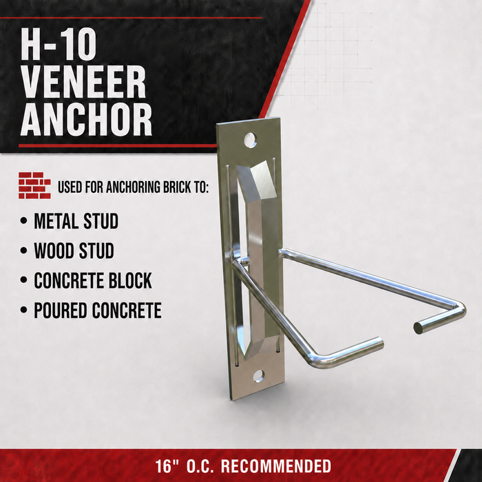 H-10 Adjustable Veneer Anchor – Hot-Dip Galvanized (250/Box)
