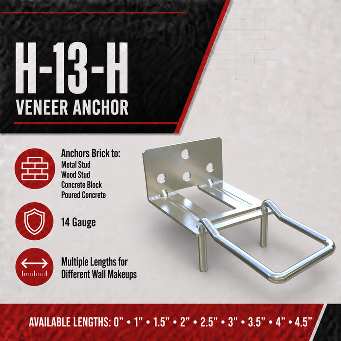 H-13-H Veneer Anchor – Hot-Dip Galvanized Adjustable Brick Anchor