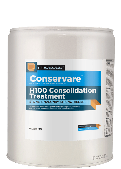 Prosocco Conservare H100 Consolidation Treatment container on a black background