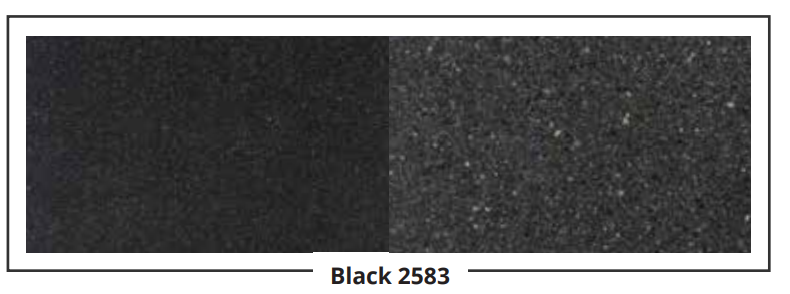 Two black patches labeled 'Black 2583' on a gray background