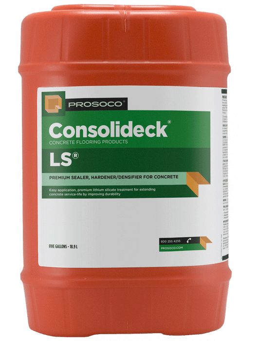 PROSOCO LS concrete densifier and hardener in 5 gallon container for strengthening and sealing concrete floors