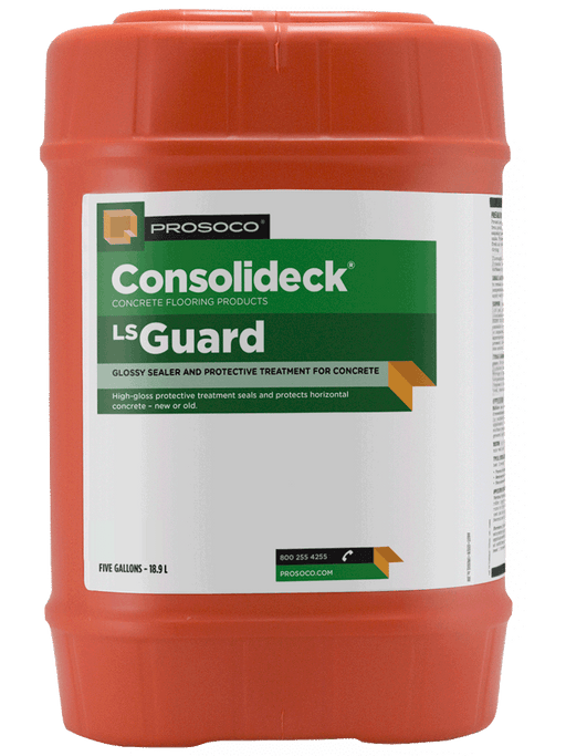 PROSOCO LSGuard high gloss concrete sealer in container for polished and colored concrete floors