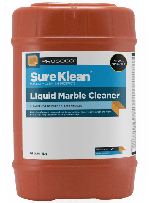 Prosocco Sure Klean Liquid Marble Cleaner container on a black background
