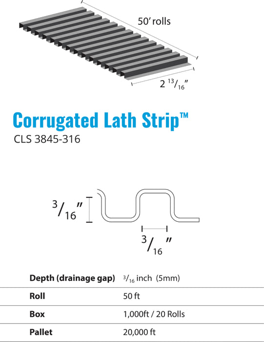 MTI Corrugated Lath Strip for brick and block walls, designed to support stucco and improve cavity wall ventilation