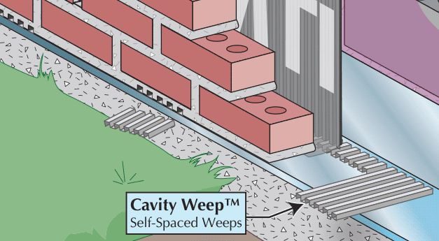 MTI Cavity Weep for masonry walls, designed to allow water to drain from cavity walls and prevent moisture buildup