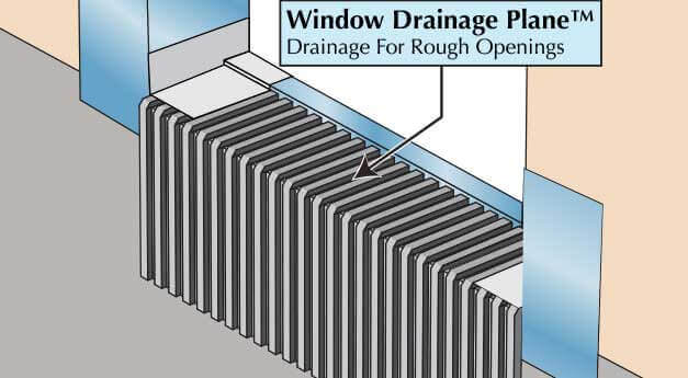 MTI Window Drainage Plane for brick and block walls providing proper moisture management around window frames
