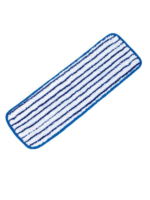 Rectangular cleaning pad with striped pattern on a blue background