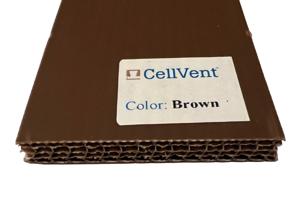 Brown material with CellVent label on a white background