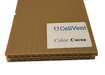 Brown cardboard sheet with CellVent label indicating color 'Cocoa' on a white background