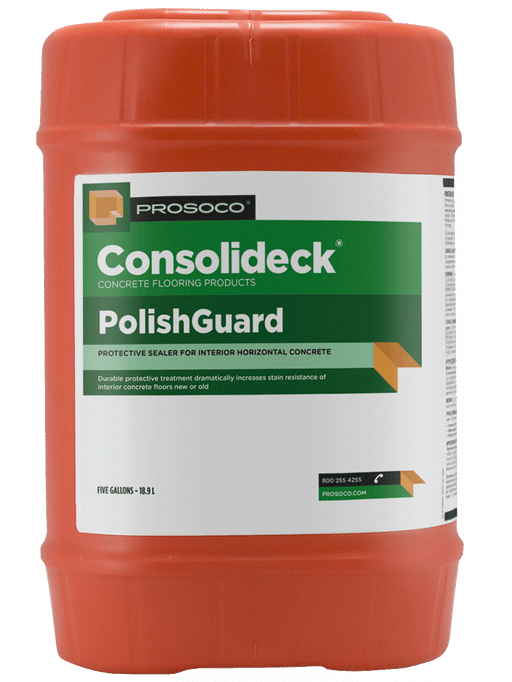 PROSOCO PolishGuard concrete sealer in 5 gallon container for interior polished concrete floors