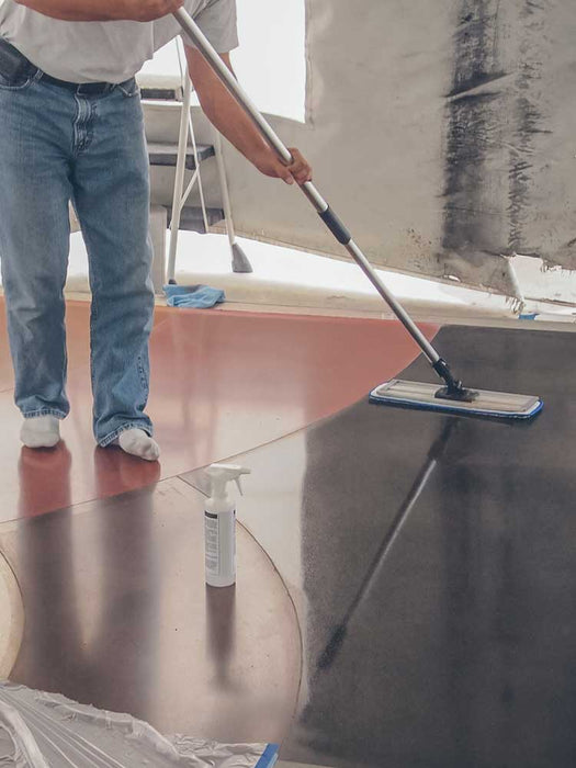 PolishGuard protective coating applied to interior concrete floor with high gloss finish and stain resistance