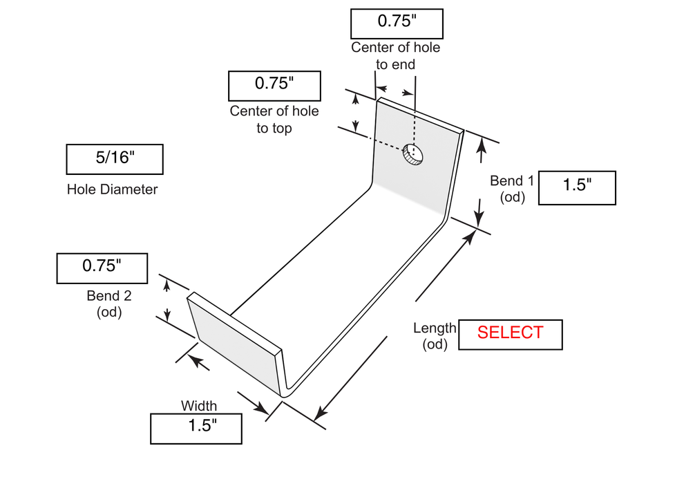 QuickShip U Stone Anchor – 1-1/2" Wide, 1/8" Thick, Type 304 Stainless Steel