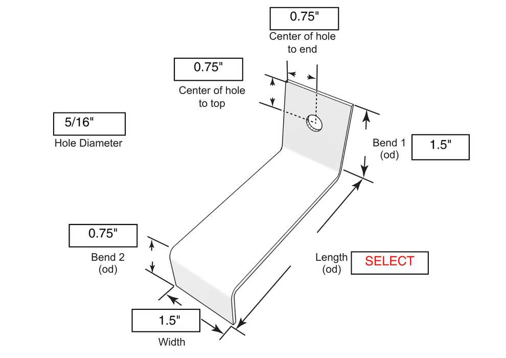 QuickShip Z Stone Anchor – 1-1/2" Wide, 1/8" Thick, Type 304 Stainless Steel