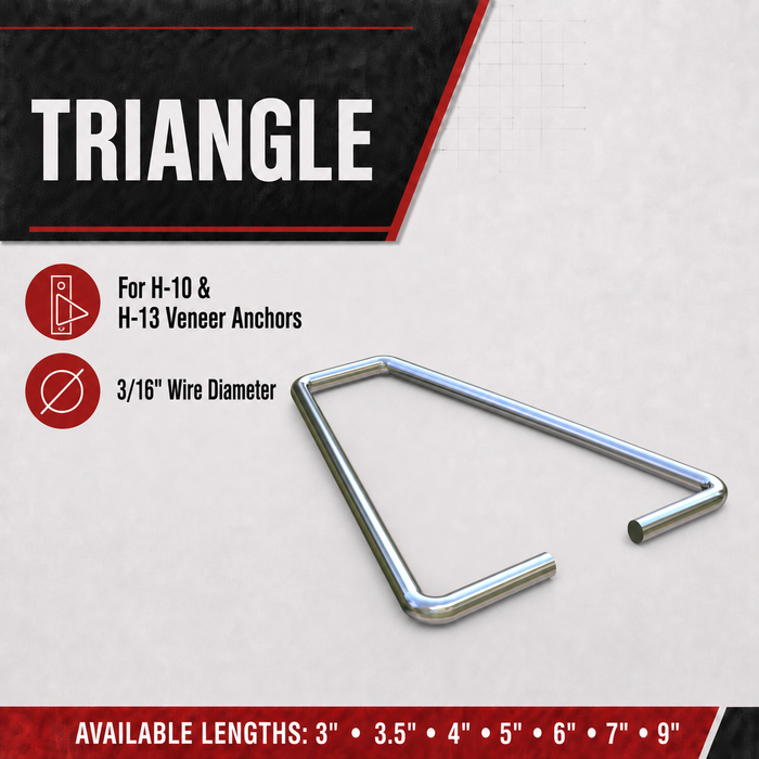 Triangle Wire Tie for H-10 & H-13-V Veneer Anchors – Hot-Dip Galvanized (250/Box)
