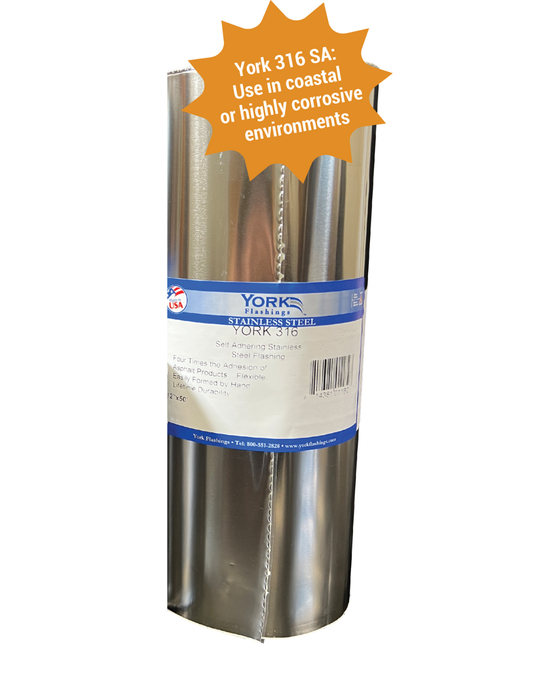 York 316 Self Adhering Stainless Steel Flexible Flashing - 50' Roll