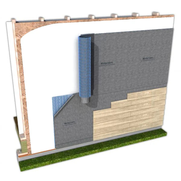 Advanced Building Products Mortairvent 202 rainscreen designed to promote airflow and moisture drainage in cavity wall systems
