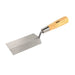 carbon steel margin trowel with wood handle for masonry, tile work, and mortar application