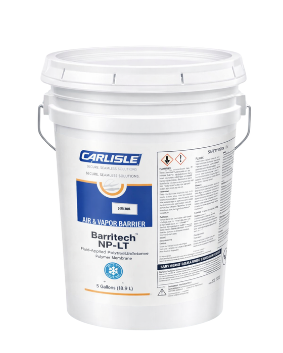 Carlisle Barritech NP fluid-applied air and vapor barrier membrane 5 gallon pail for masonry and concrete substrates