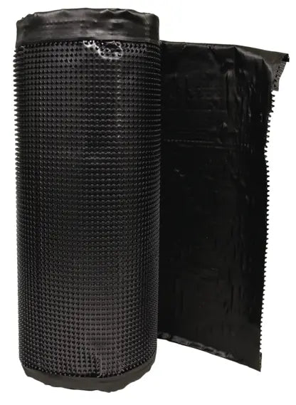 Carlisle MiraDRAIN 48 inch x 50 foot roll drainage board for foundation waterproofing, designed for wall drainage and moisture control