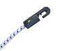 Elastic construction bungee ties used to secure tarps and poly sheeting on scaffolding
