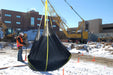 Construction snow removal tarp with eight loops designed for lifting and removing heavy snow loads
