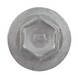 Hexagonal metal socket on a white background